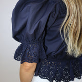 Midnight Blue Ruffle Blouse