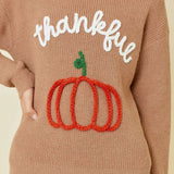 Thankful Pumpkin Embroidered Sweater